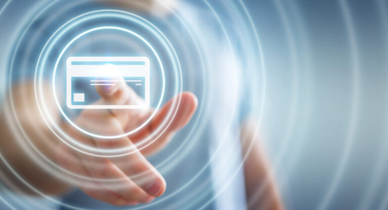 Businessman using digital payment interface 3D rendering